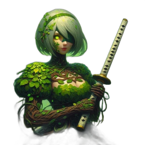staff, weapon, creature, fantasy art, concept art, pixel art, comic book art, green transparent PNG cut-out