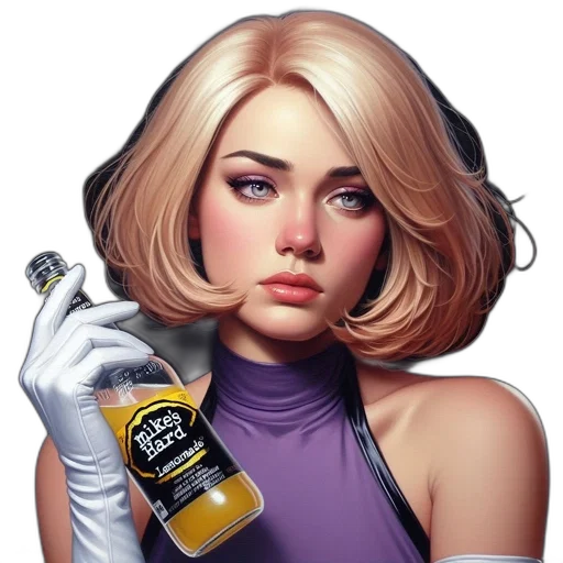 bottle, jacket, face, hair, photorealistic, comic book art, cyberpunk, fantasy art transparent PNG cut-out