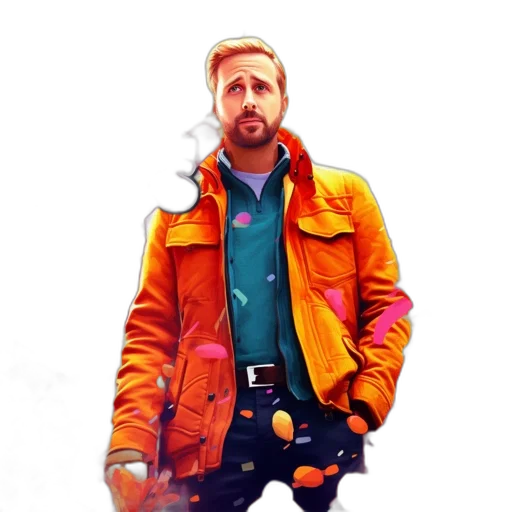 jacket, staff, concept art, photorealistic, comic book art, 3d render, fog, fire transparent PNG cut-out