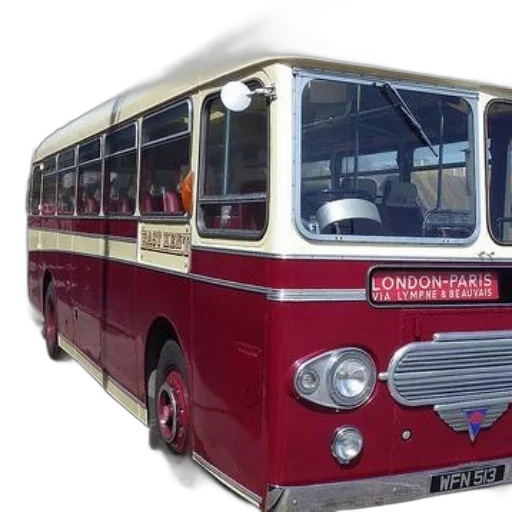 vintage, red, bus, london-paris, sign, front, parked, sunny transparent PNG cut-out