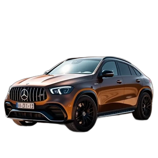 car, 3d render, photorealistic, brown, mercedes-benz, gle, suv, parked transparent PNG cut-out