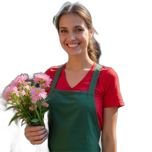 staff, dress, flower, jewelry, photorealistic, oil painting, bustling, outdoor transparent PNG cut-out