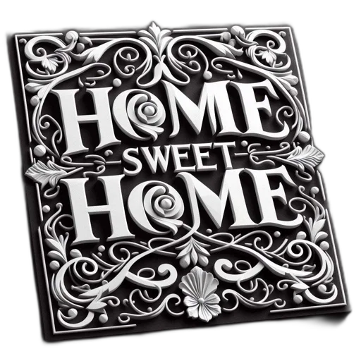 art, piece, features, phrase, home, sweet, adorned, ornate transparent PNG cut-out