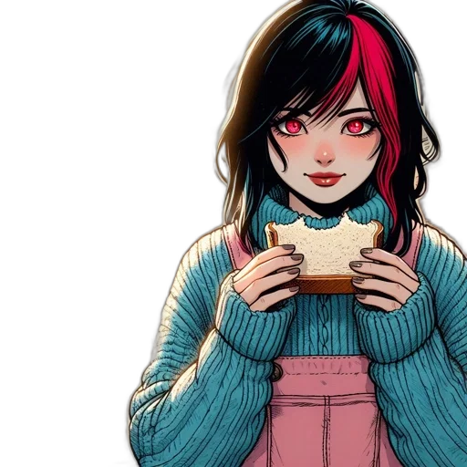 food, jacket, comic book art, anime, concept art, pixel art, red, colorful transparent PNG cut-out