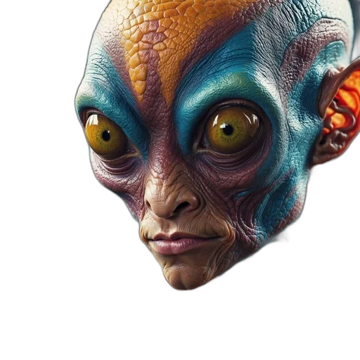 face, mask, creature, staff, concept art, photorealistic, 3d render, fantasy art transparent PNG cut-out