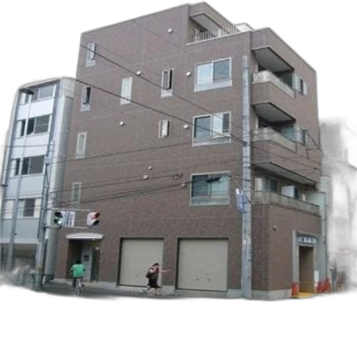 building, 3d render, photorealistic, concept art, city street, monochrome, multi-story, brick transparent PNG cut-out