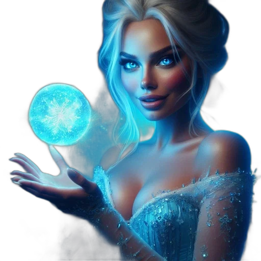 face, jewelry, fantasy art, concept art, comic book art, pixel art, blue, icy transparent PNG cut-out