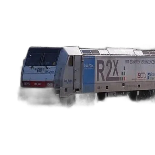robot, weapon, 3d render, concept art, photorealistic, train, logo, r2x transparent PNG cut-out