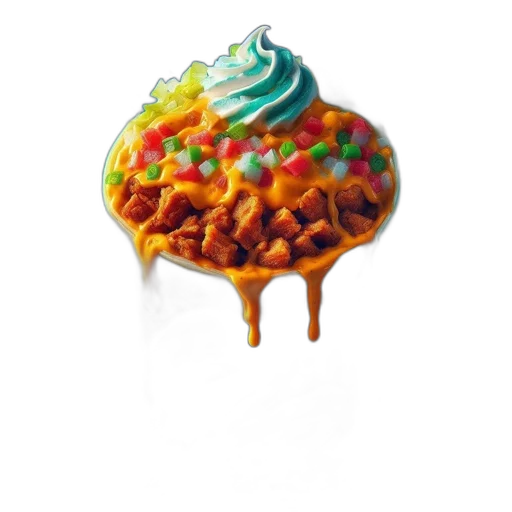 food, hat, crown, jewelry, photorealistic, 3d render, concept art, vaporwave transparent PNG cut-out