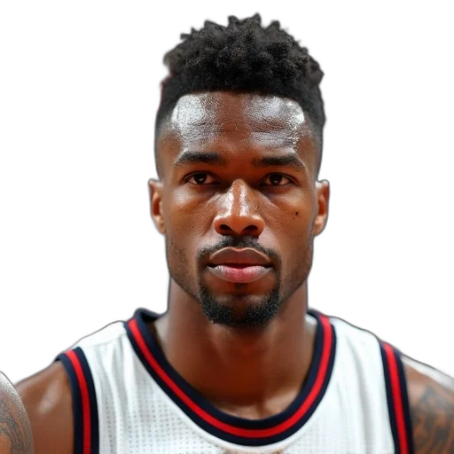 face, close-up, basketball, player, mohawk, hairstyle, wearing, white transparent PNG cut-out