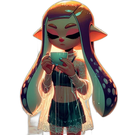 dress, staff, jacket, mask, concept art, vaporwave, watercolor, pixel art transparent PNG cut-out
