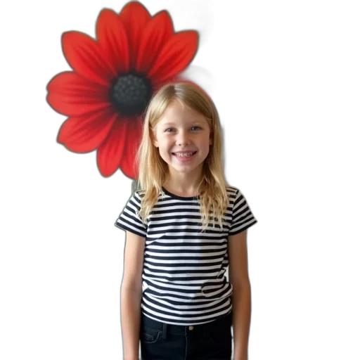 flower, dress, staff, photorealistic, 3d render, red, young, girl transparent PNG cut-out