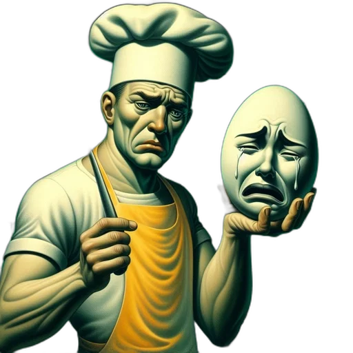 food, mask, face, hat, concept art, photorealistic, comic book art, oil painting transparent PNG cut-out