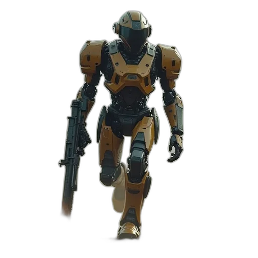 robot, weapon, sword, concept art, 3d render, cyberpunk, pixel art, golden transparent PNG cut-out