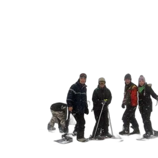staff, snow, fog, group, people, winter, gear, stand transparent PNG cut-out