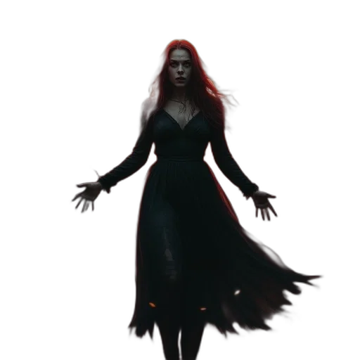 dress, creature, staff, concept art transparent PNG cut-out