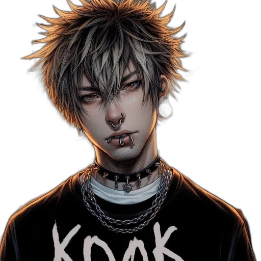 jacket, comic book art, concept art, cyberpunk, cartoon, punk-styled, youth, stands transparent PNG cut-out