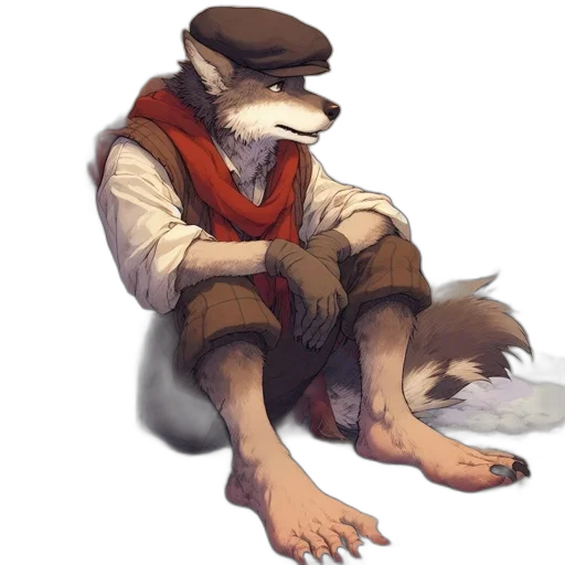 staff, animal, hat, jacket, concept art, fantasy art, pixel art, watercolor transparent PNG cut-out