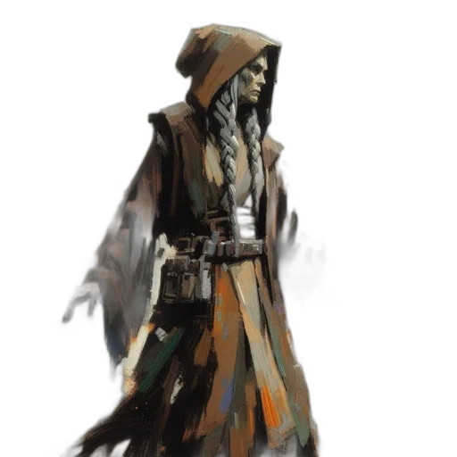jacket, staff, weapon, sword, concept art, fantasy art, cyberpunk, watercolor transparent PNG cut-out