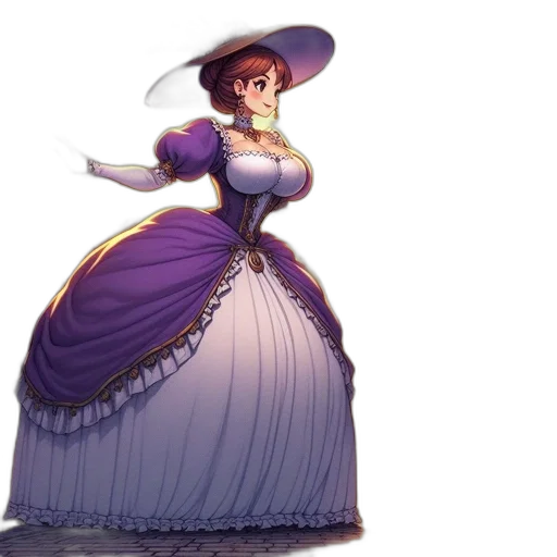 dress, hat, staff, concept art, fantasy art, 3d render, pixel art, noblewoman transparent PNG cut-out