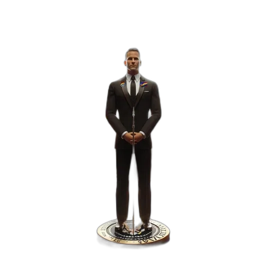 staff, 3d render, man, stands, stage, adorned, presidential, seals transparent PNG cut-out