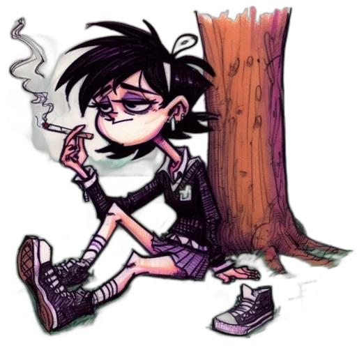 cartoon, concept art, comic book art, cyberpunk, fog, fire, green, dark transparent PNG cut-out