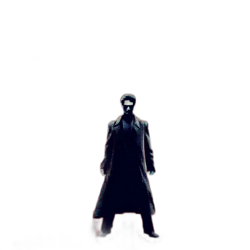 jacket, staff, robot, creature, concept art, pixel art, comic book art, 3d render transparent PNG cut-out