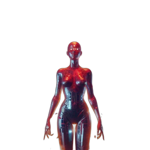 robot, creature, dress, mask, 3d render, concept art, pixel art, cyberpunk transparent PNG cut-out