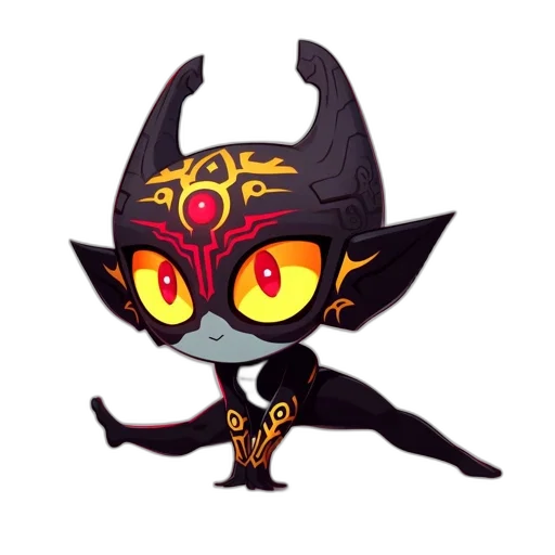 mask, staff, creature, pixel art, concept art, fantasy art, cartoon, dark transparent PNG cut-out