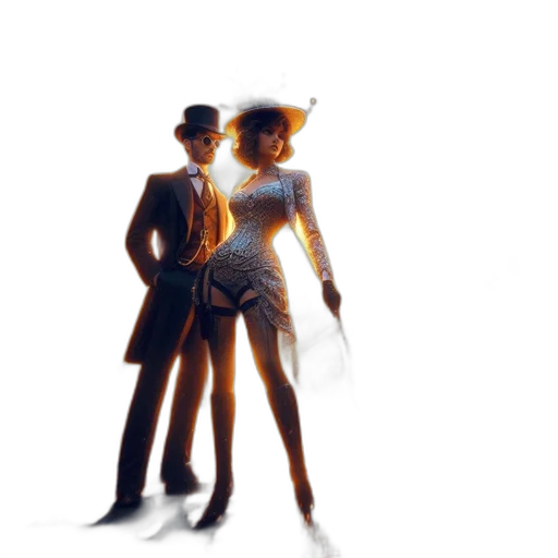 dress, hat, umbrella, concept art, 3d render, pixel art, comic book art, fire transparent PNG cut-out