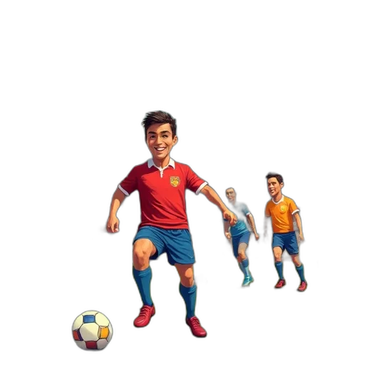 cartoon, concept art, 3d render, photorealistic, group, soccer, players, various transparent PNG cut-out