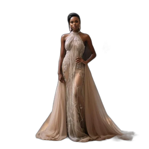 dress, earth tones, woman, beige, gown, intricate, embroidery, sequins transparent PNG cut-out