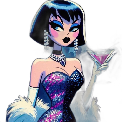 jewelry, dress, fantasy art, cartoon, concept art, pixel art, woman, short transparent PNG cut-out
