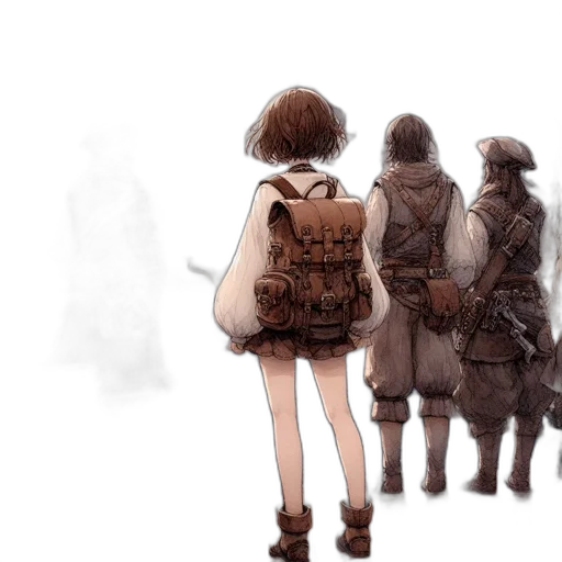 jacket, dress, weapon, staff, concept art, watercolor, fantasy art, pixel art transparent PNG cut-out