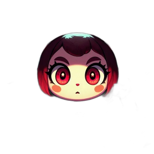 staff, face, anime, pixel art, cartoon, 3d render, red, chibi-style transparent PNG cut-out