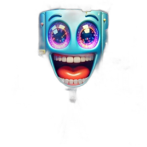 mask, robot, face, staff, 3d render, concept art, vaporwave, cartoon transparent PNG cut-out
