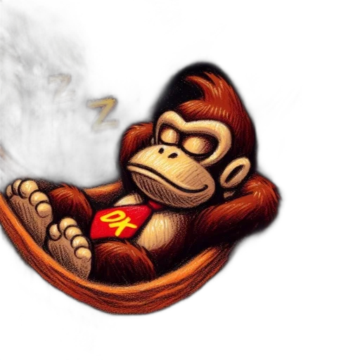 concept art, 3d render, fire, cartoon, monkey, possibly, gorilla, relaxes transparent PNG cut-out