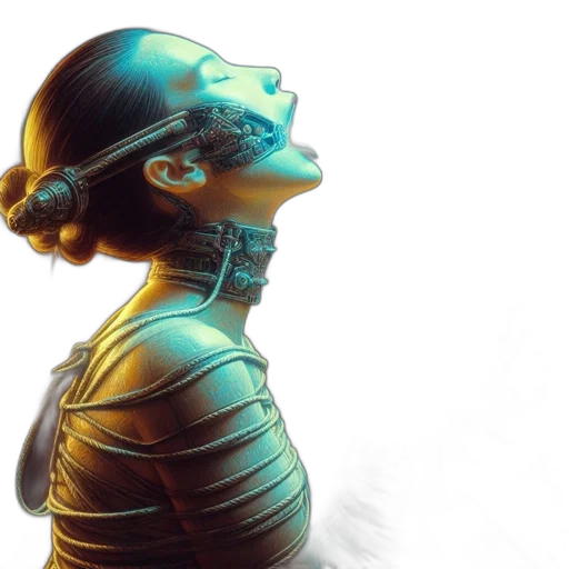 robot, cyberpunk, concept art, 3d render, comic book art, outer space, blue, asian transparent PNG cut-out