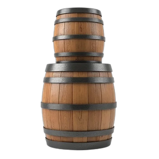 bottle, furniture, crown, 3d render, three, wooden, barrels, metal transparent PNG cut-out