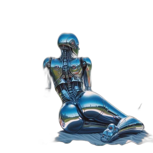 robot, jewelry, dress, mask, concept art, 3d render, cyberpunk, vaporwave transparent PNG cut-out