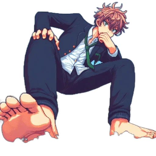 shoes, creature, concept art, anime, cartoon, pixel art, blue, animated transparent PNG cut-out