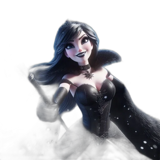 dress, fantasy art, concept art, comic book art, cartoon, snow, dark, monochrome transparent PNG cut-out