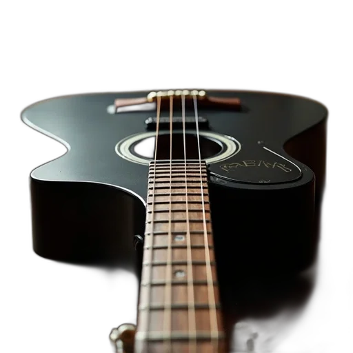 weapon, photorealistic, 3d render, concept art, close-up, guitar, black, body transparent PNG cut-out