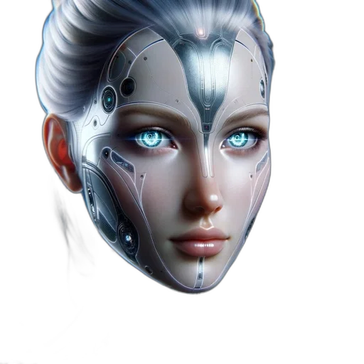 robot, face, mask, jewelry, cyberpunk, concept art, fantasy art, 3d render transparent PNG cut-out