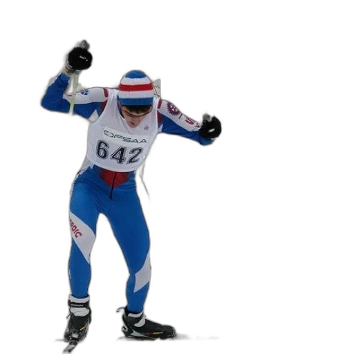 skier, wearing, number, 642, skiing, through, snow transparent PNG cut-out