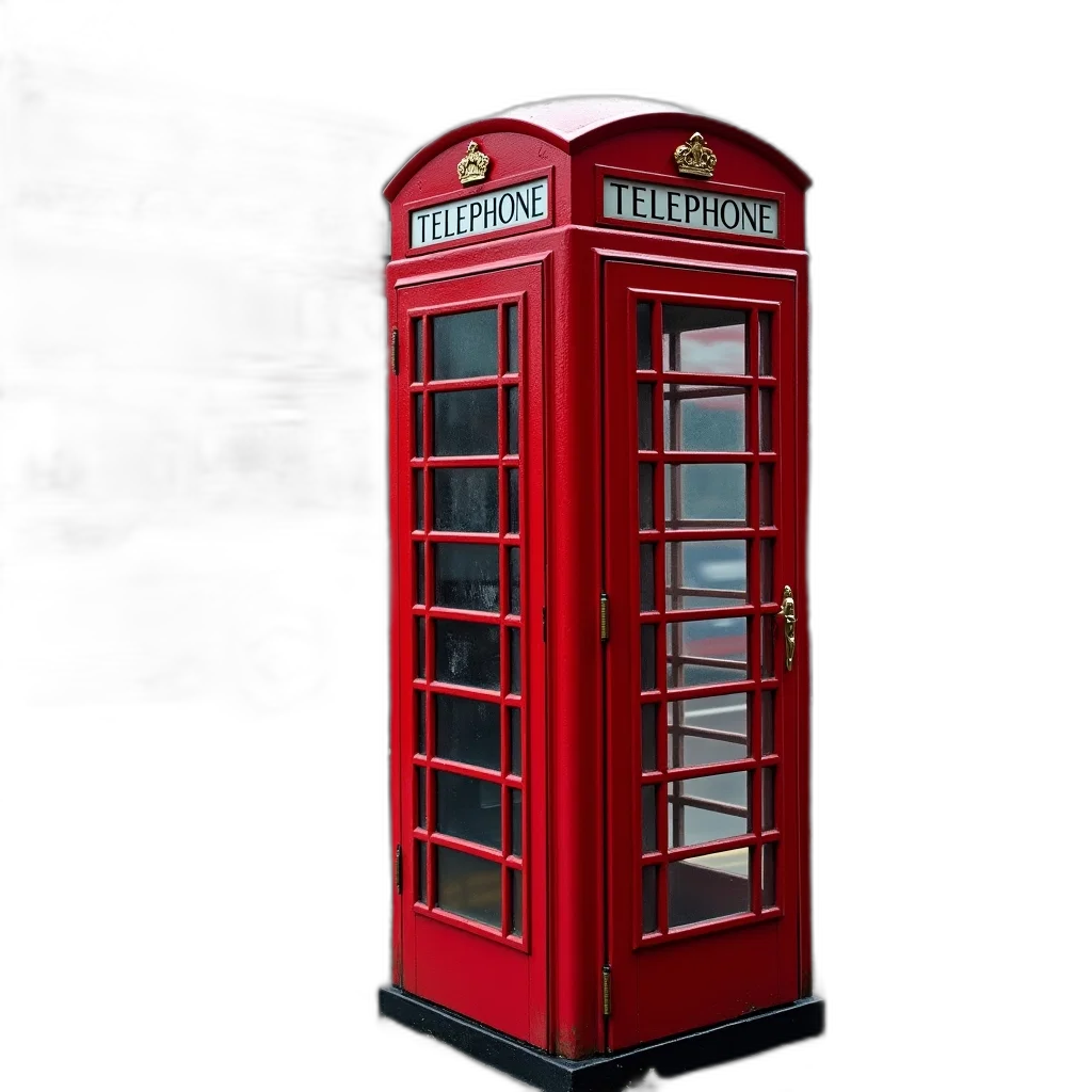 3d render, photorealistic, pixel art, concept art, classic, red, british, telephone transparent PNG cut-out