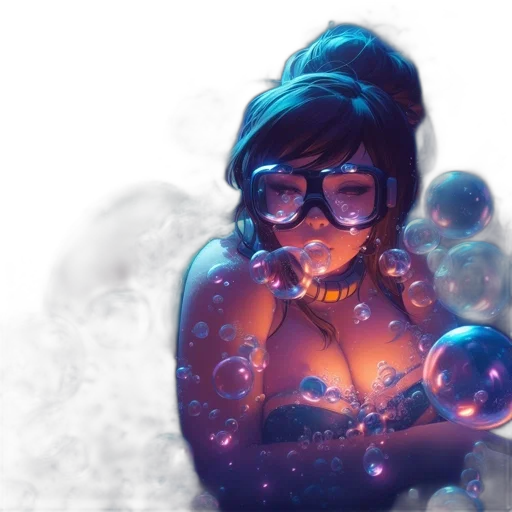 concept art, fantasy art, comic book art, cyberpunk, underwater, neon lights, outer space, fire transparent PNG cut-out