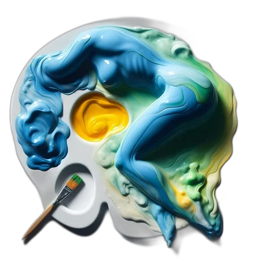 face, mask, concept art, photorealistic, fantasy art, 3d render, blue, colorful transparent PNG cut-out