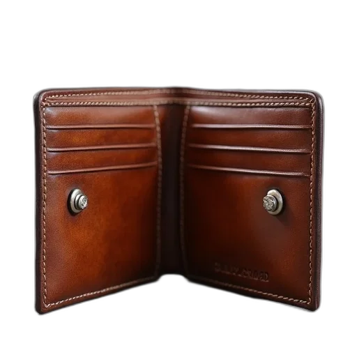 furniture, brown, leather, wallet, silver, metal, snap, closure transparent PNG cut-out