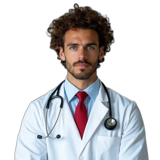 staff, face, hair, photorealistic, concept art, man, curly, wearing transparent PNG cut-out